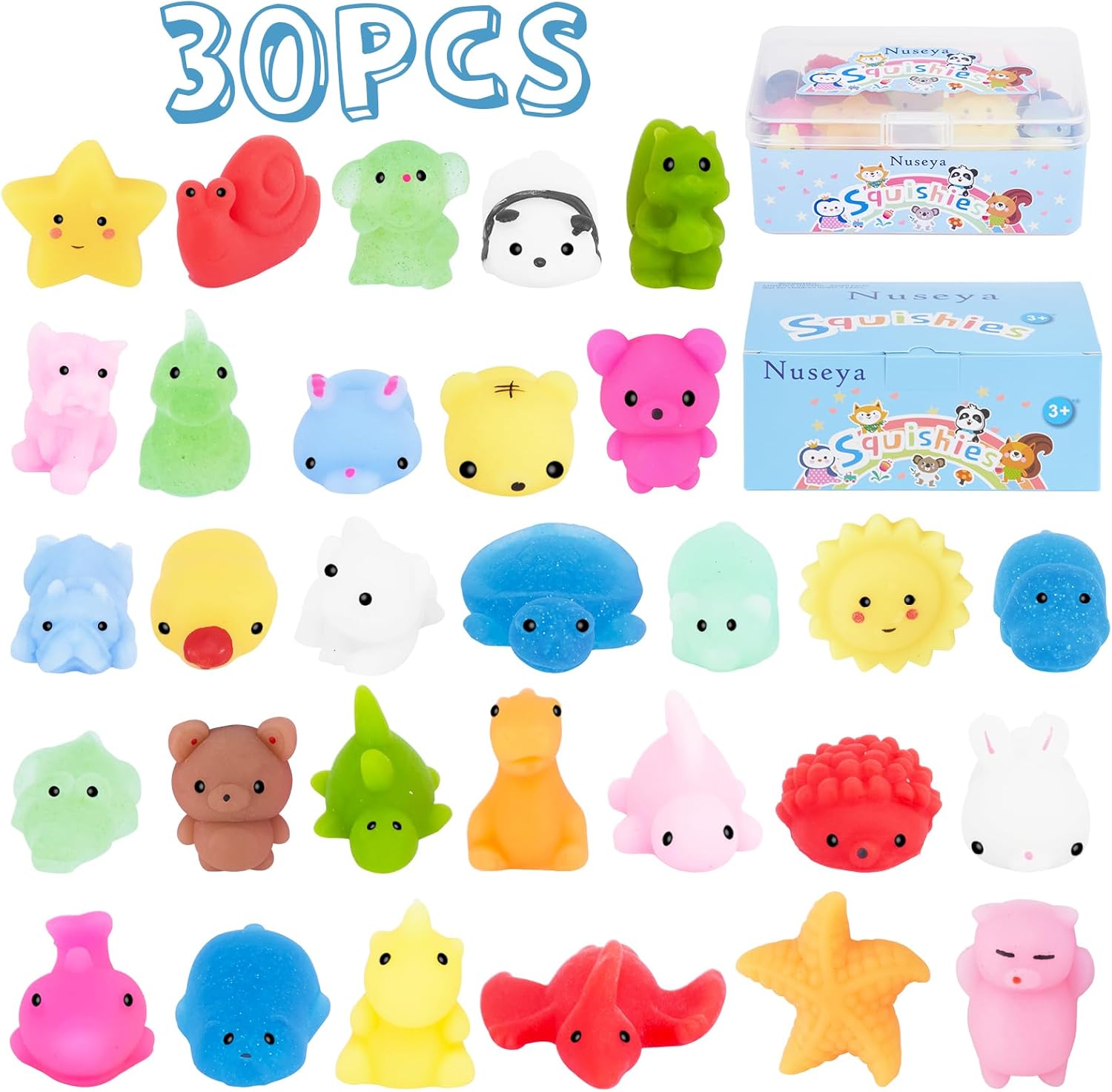 Nuseya Squishy Toy Set for Kids – Slow Rising Soft Squishy Stress Relief Toys – Cute Animal Squishy Pack – 3+