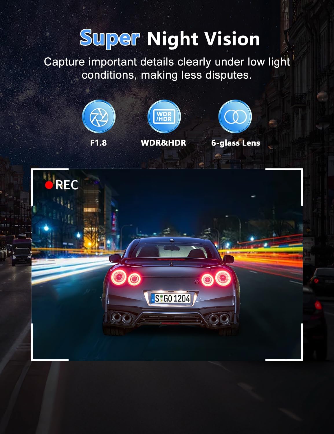 Dash Cam for Cars, 2K Car Camera with WiFi, Front Dash Camera for Cars, Otovoda Mini Dash Cam with Super Night Vision, 24 Hours Parking Monitor Dashcams, Loop Recording, WDR, G-Sensor