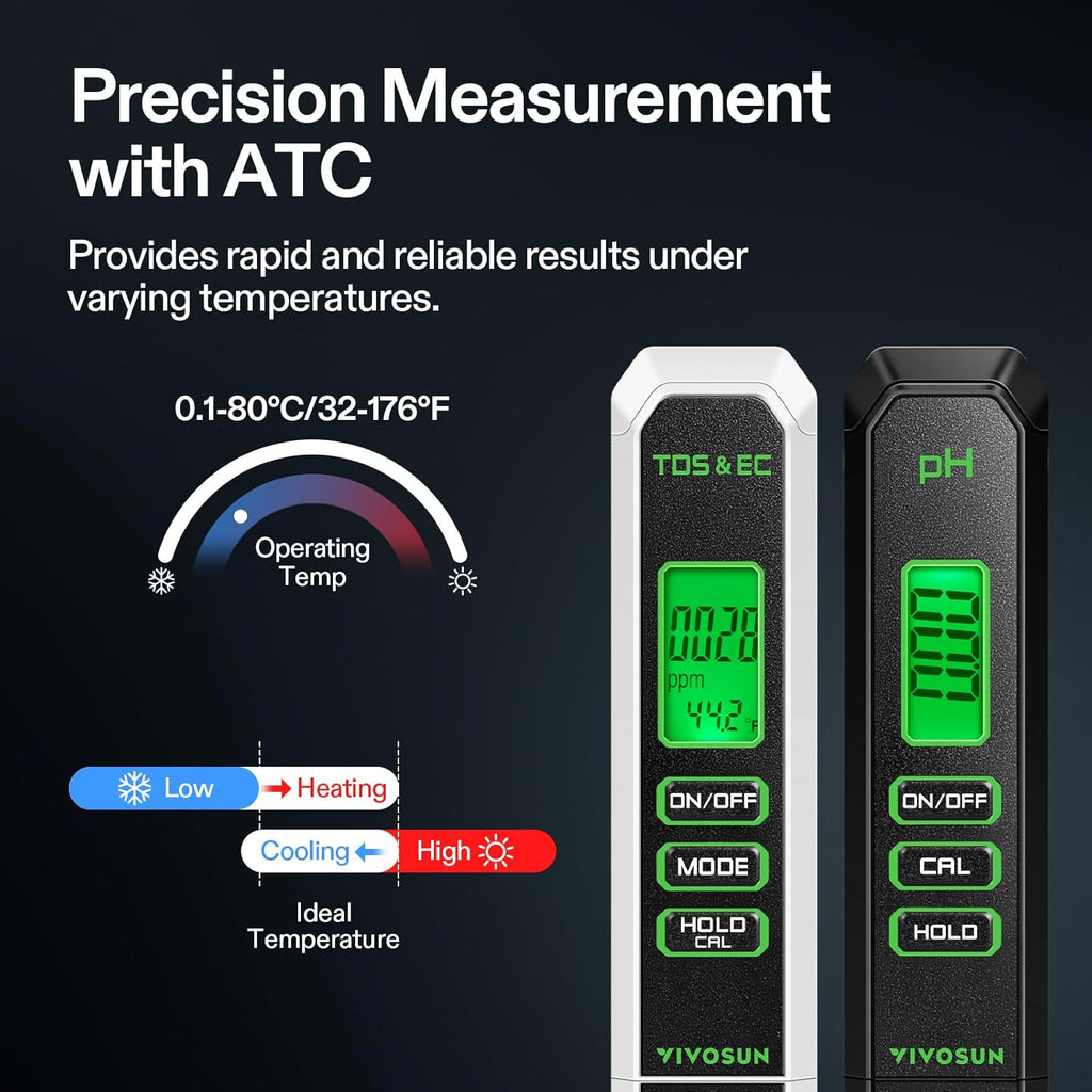 VIVOSUN pH & TDS Water Quality Meter Combo – Digital Water Tester for Drinking Water, Hydroponics, Aquarium & Pool