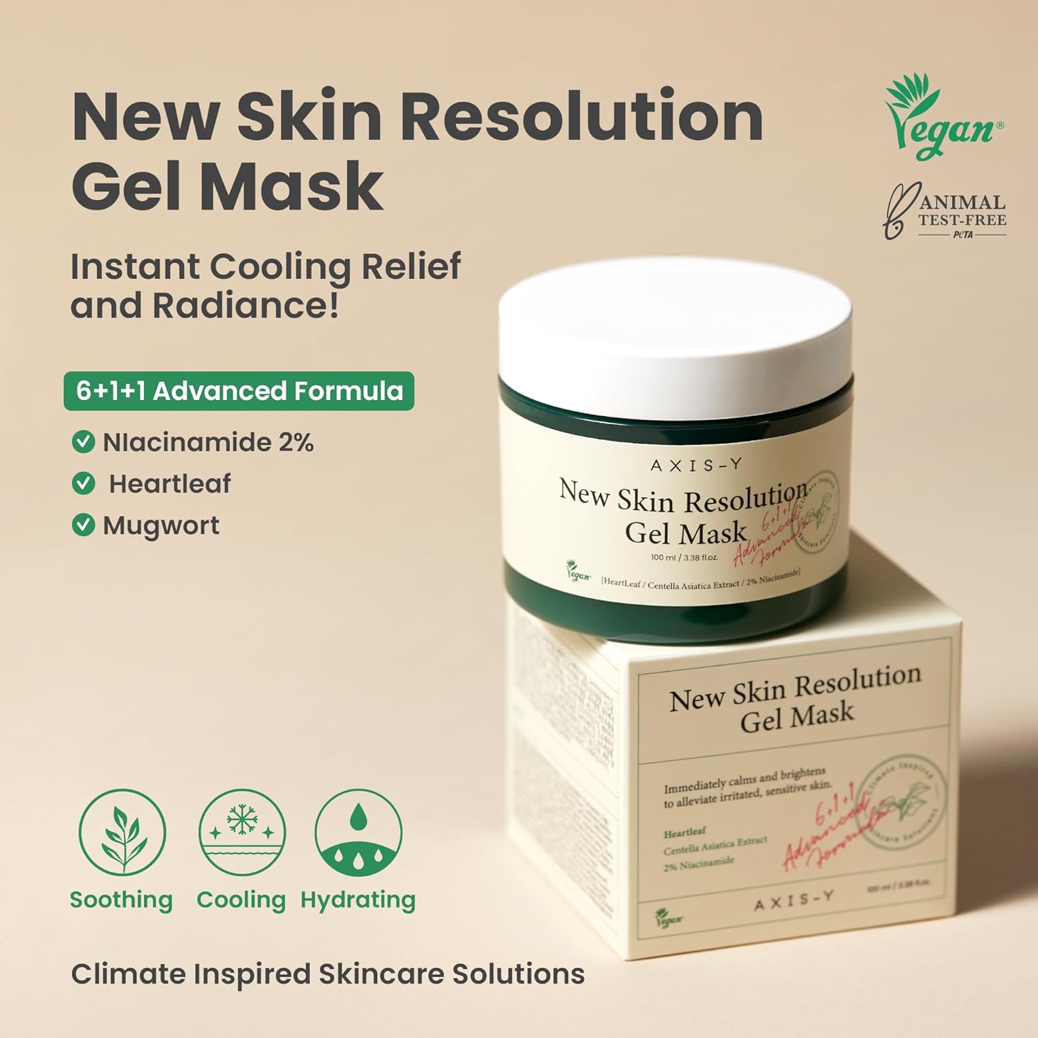 AXIS-Y New Skin Resolution Gel Mask, Hydrating and Soothing Korean Gel Mask, Nourishing and Moisturizing Face Mask, Perfect for Sensitive Skin, 100ml