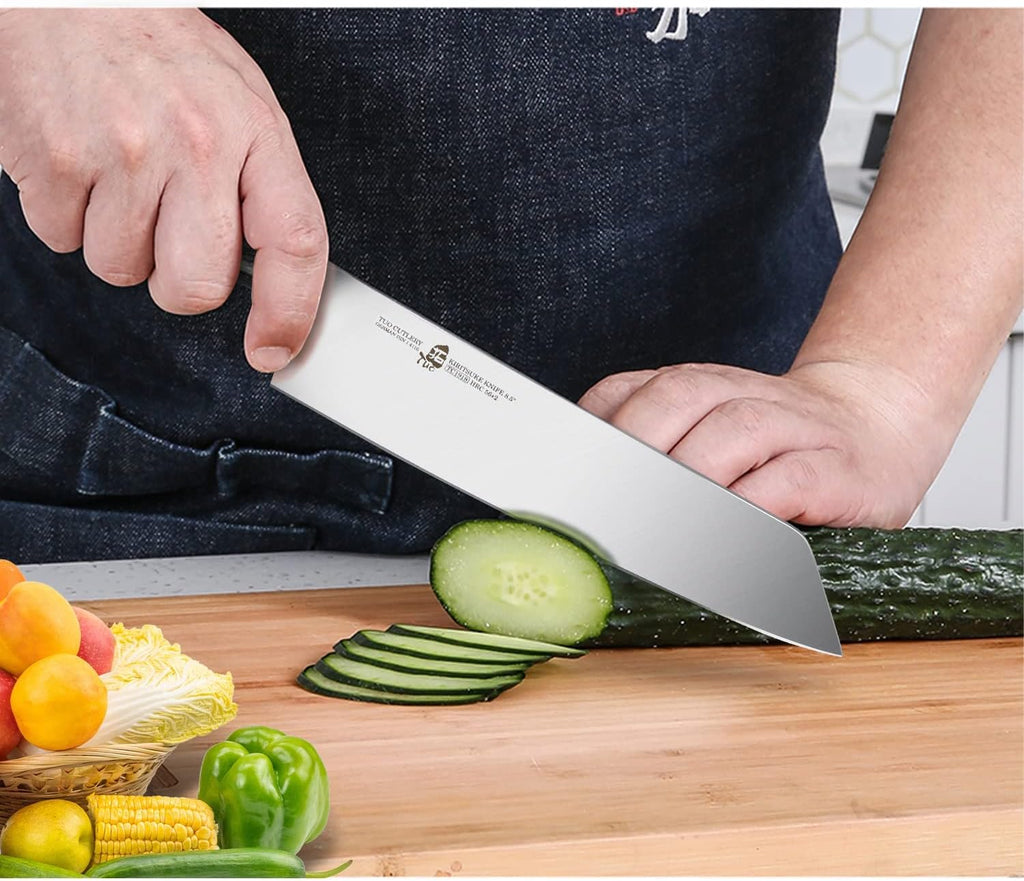 TUO Kiritsuke Knife 8.5 inch Vegetable Cleaver Kitchen Knife Ultra Sharp Knife, German High Carbon Stainless Steel, Ergonomic Pakkawood Handle Gift Box, Fiery Phoenix Series - Black