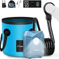 WADEO Portable Shower, 6000mAh Rechargeable Camping Shower Pump with Light, 5 Spray Modes, Fahrenheit Display, IPX8 Waterproof, Ideal for Camping, Travel, Car Washing, Pet Bathing