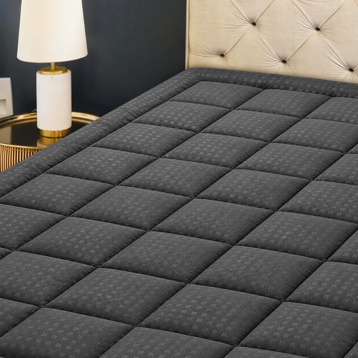 Quilted Mattress Pad Mattress Topper Mattress Protector, Deep Pocket Fit 8-21 Inch Mattresses, Soft Breathable Microfiber Cover