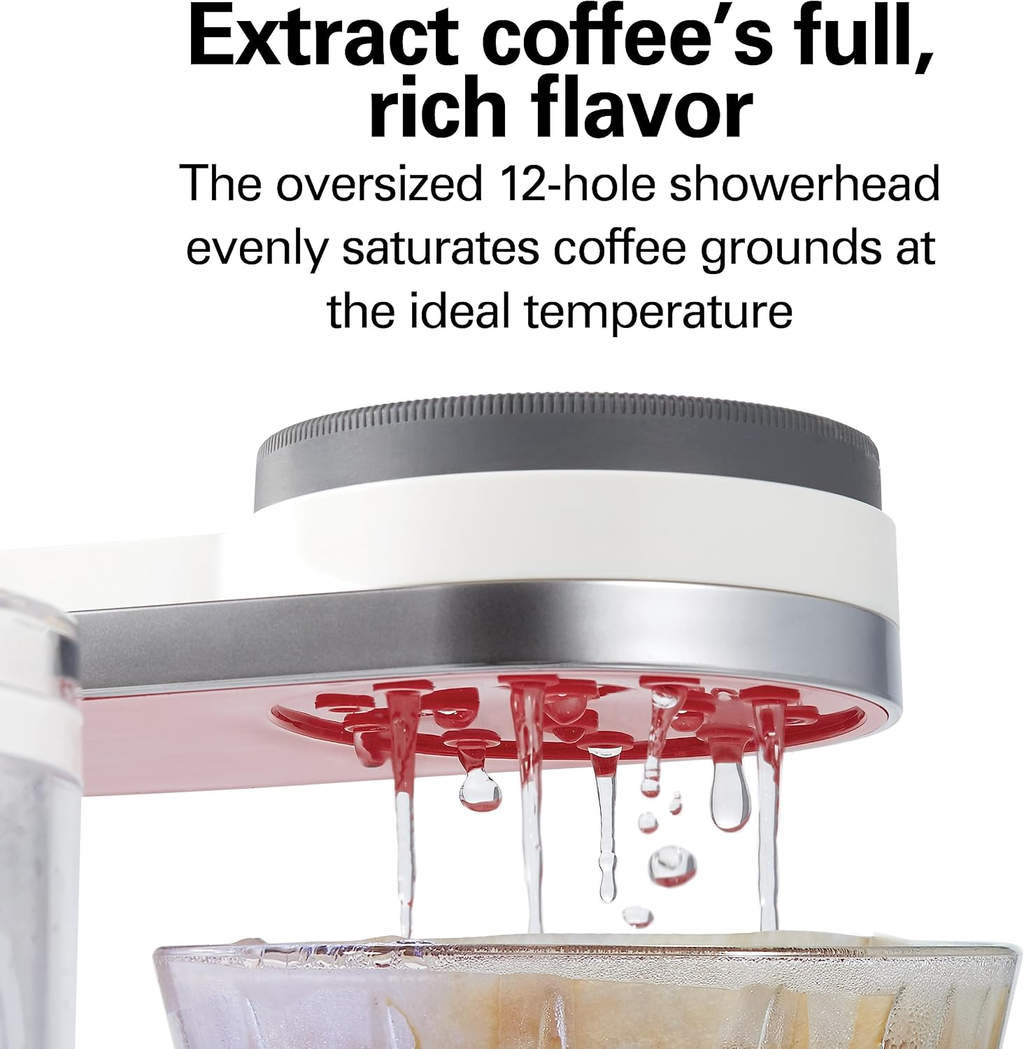 Hamilton Beach 46700 Convenient Craft Programmable Automatic or Manual Pour Over Coffee Dripper Brewer with 5 Strengths and Integrated Scale, 8 Cups, WHITE