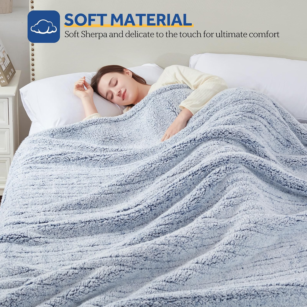Sealy Sherpa Electric Heated Blanket with 10 Heat Settings & Auto Shut-Off – Twin & Full