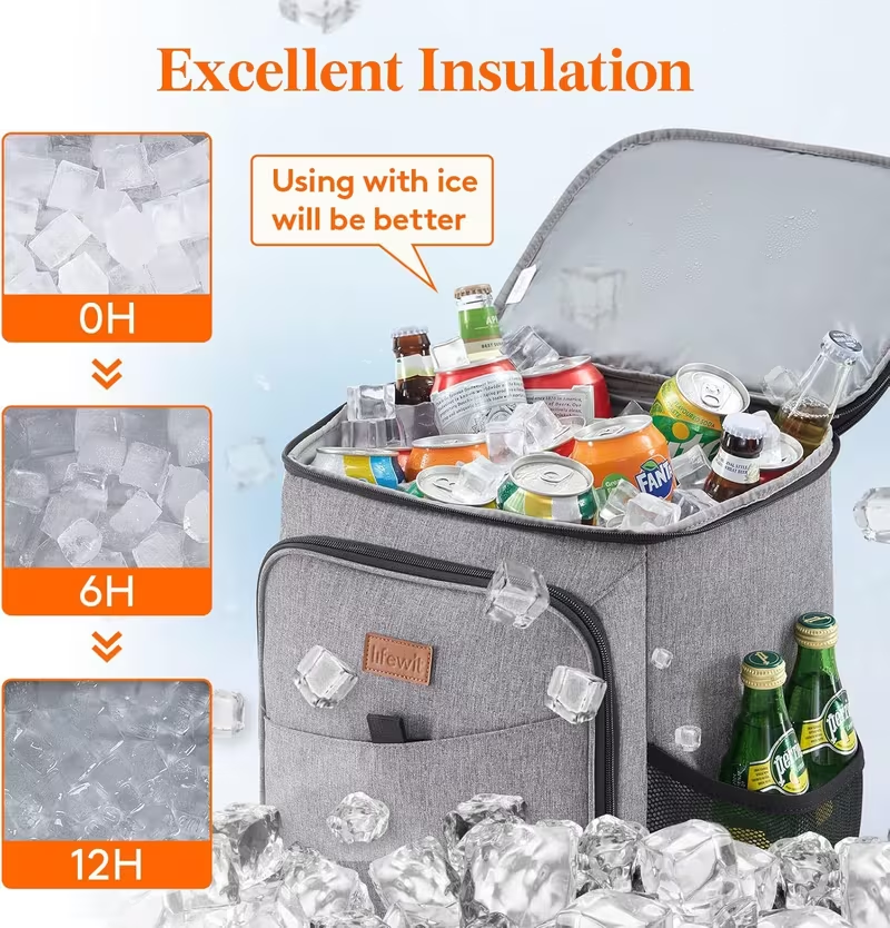 24L Insulated Cooler Backpack – Leakproof Thermal Lunch Bag for Travel, Camping and Outdoor Use