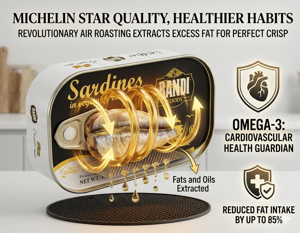 BANDI FOODS Sardines in Vegetable Oil – Wild Caught, 1460mg Omega-3 per Serving, Exclusive Taste, Product of Morocco, Net Wt. 4.41 oz (125 g), Best Before Dec 31, 2029