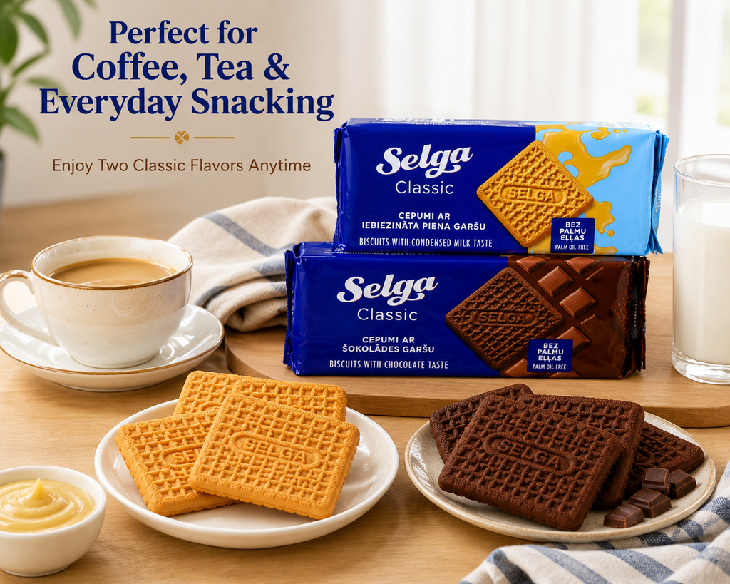Selga Classic Biscuit Variety Pack 2 Flavors, Condensed Milk & Chocolate, 180g × 2 (360g Total)