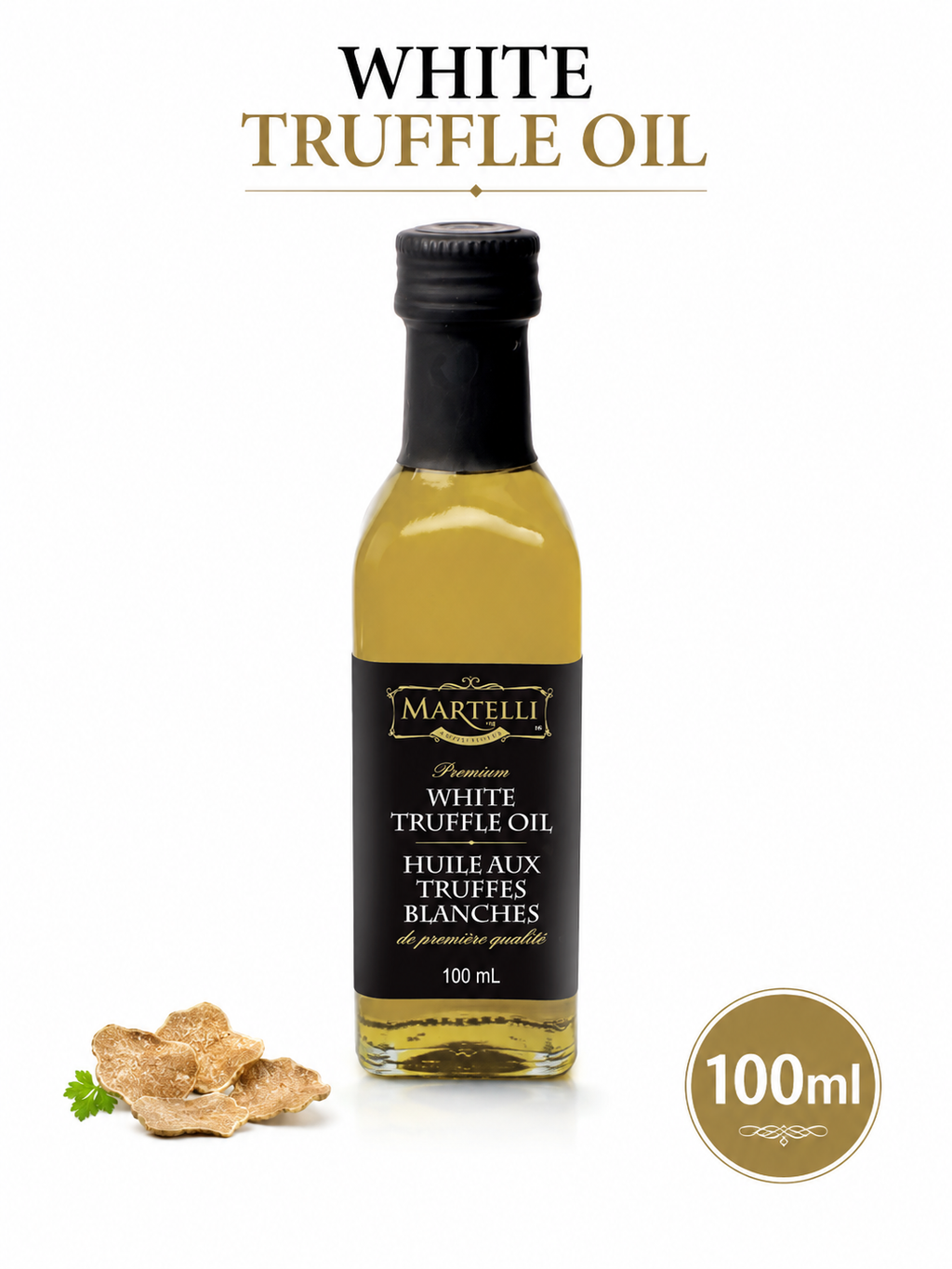 Martelli White Truffle Oil, Aromatic Finishing Oil for Pasta, Pizza, Risotto and Everyday Cooking