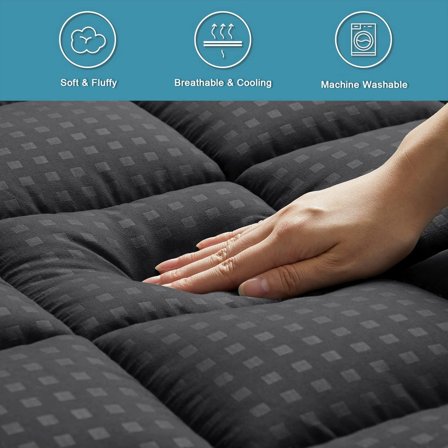 Quilted Mattress Pad Mattress Topper Mattress Protector, Deep Pocket Fit 8-21 Inch Mattresses, Soft Breathable Microfiber Cover