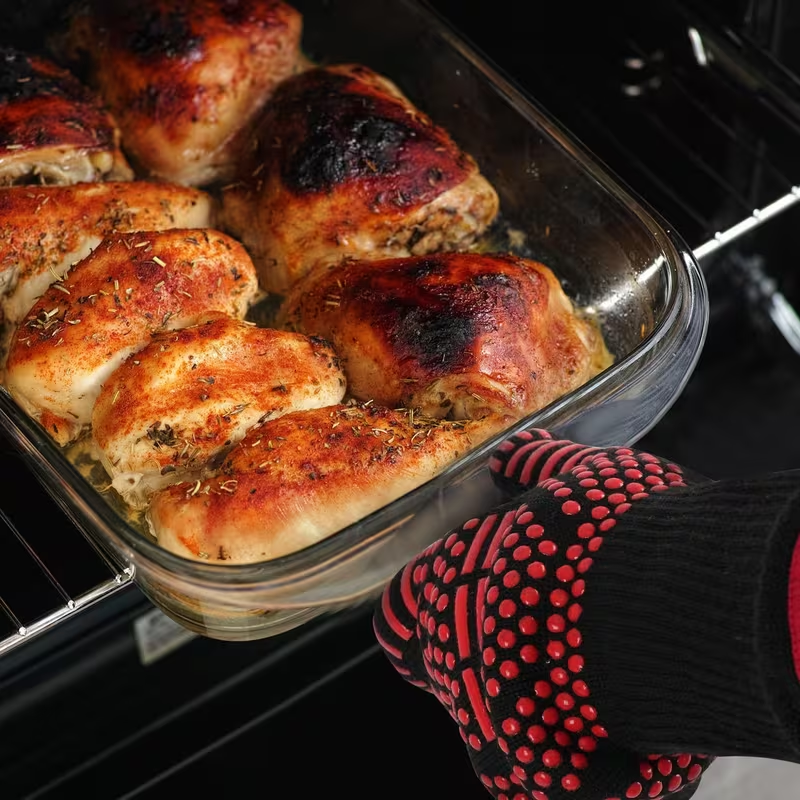 BBQ Heat Resistant Grill Gloves (2 Pack) – 1472°F Extreme Heat Protection, Non-Slip Silicone Cooking Gloves for BBQ, Oven, Fireplace & Welding