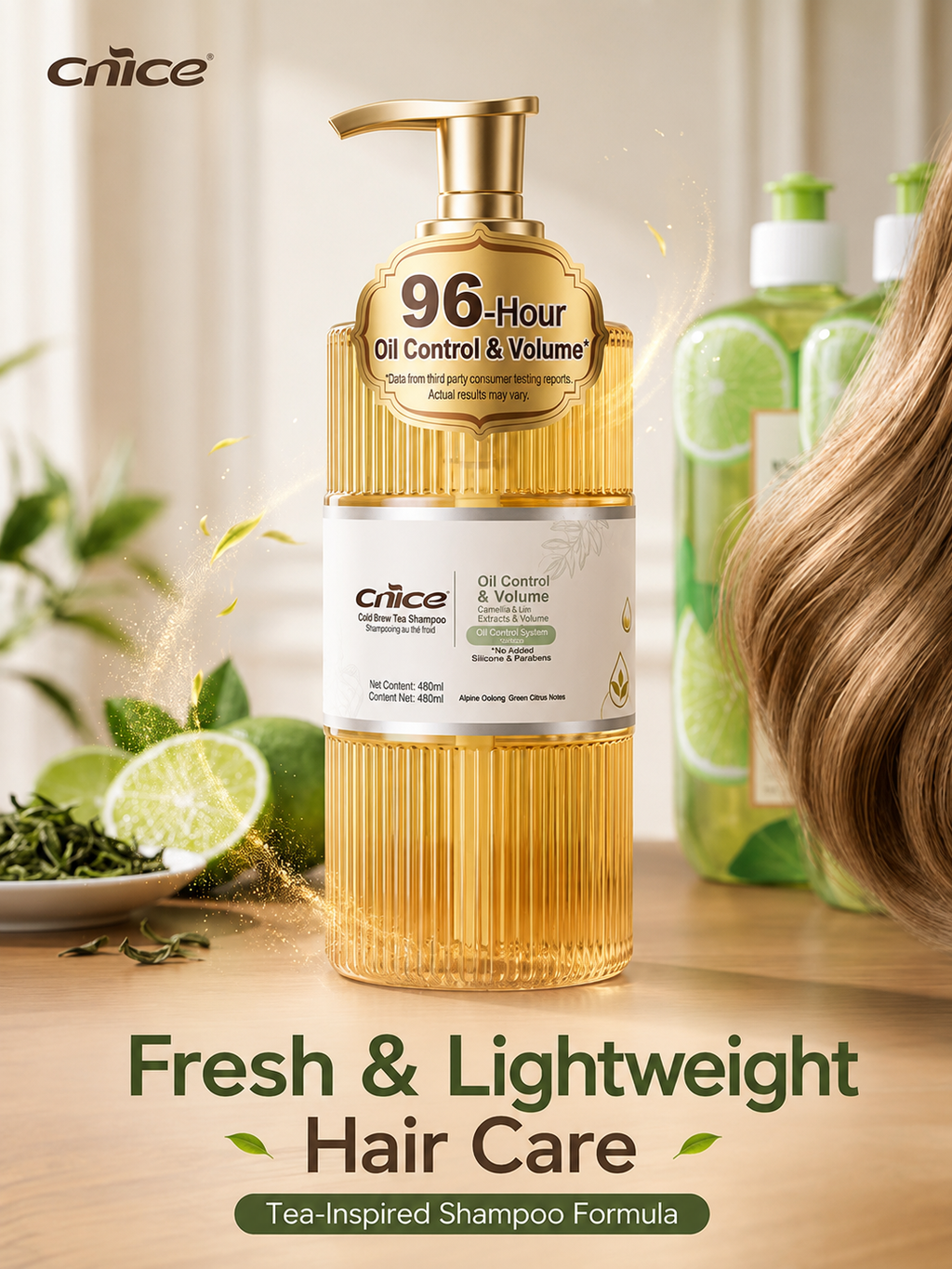 Tea Infused Shampoo for Daily Hair Care, Lightweight Formula for Soft and Refreshed Hair, 480ml