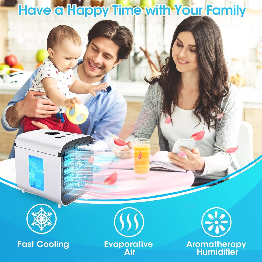 Portable USB Desktop Cooling Fan with Water Tank and Adjustable Speeds