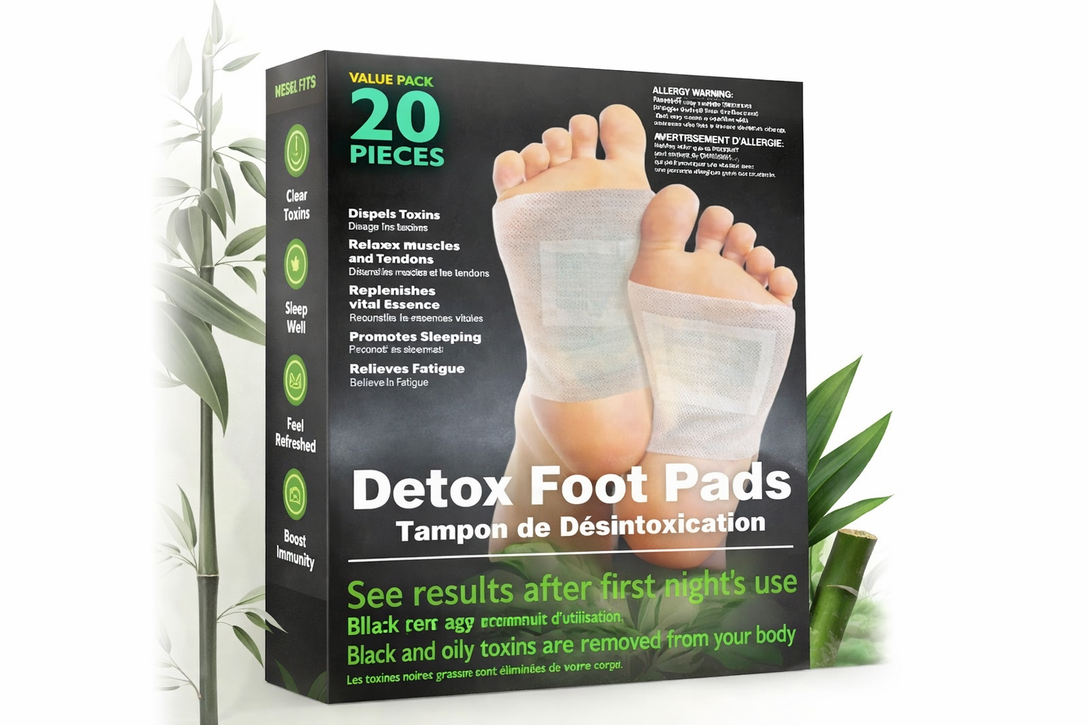 Detox Foot Pads 20 Pack - Natural Cleansing Patches