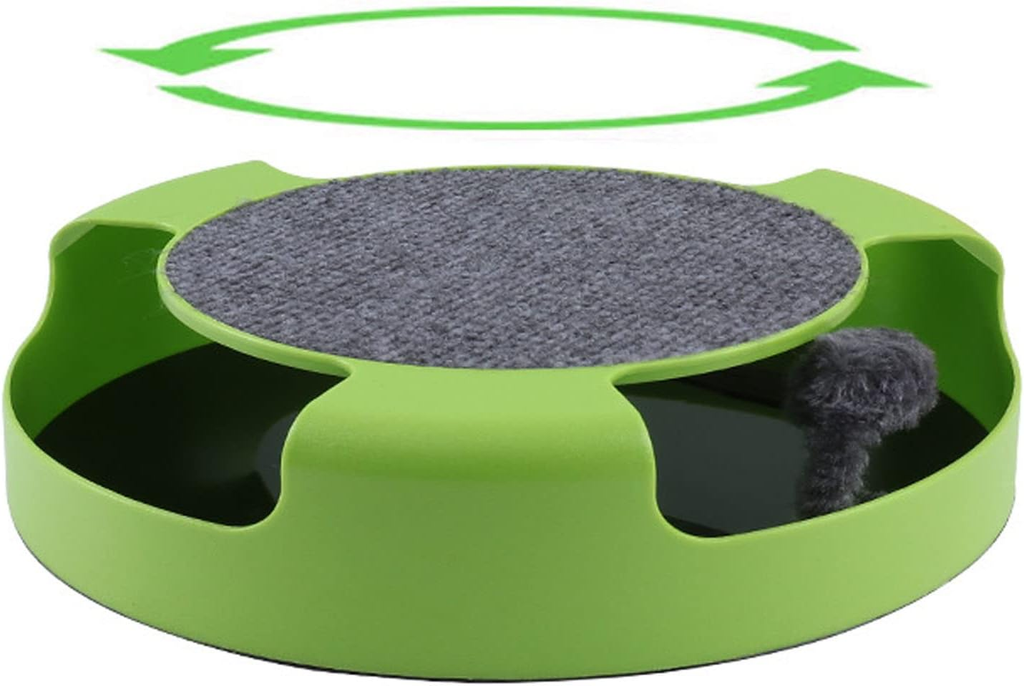 2-in-1 Interactive Cat Toy with Rotating Mouse & Scratching Pad