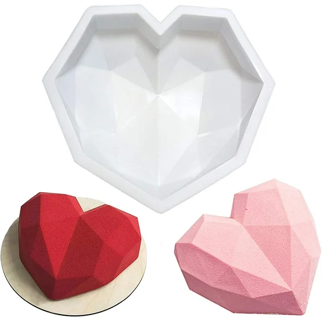 Diamond Heart Silicone Cake Mold Heart Baking Mold Nonstick Muffin Pan