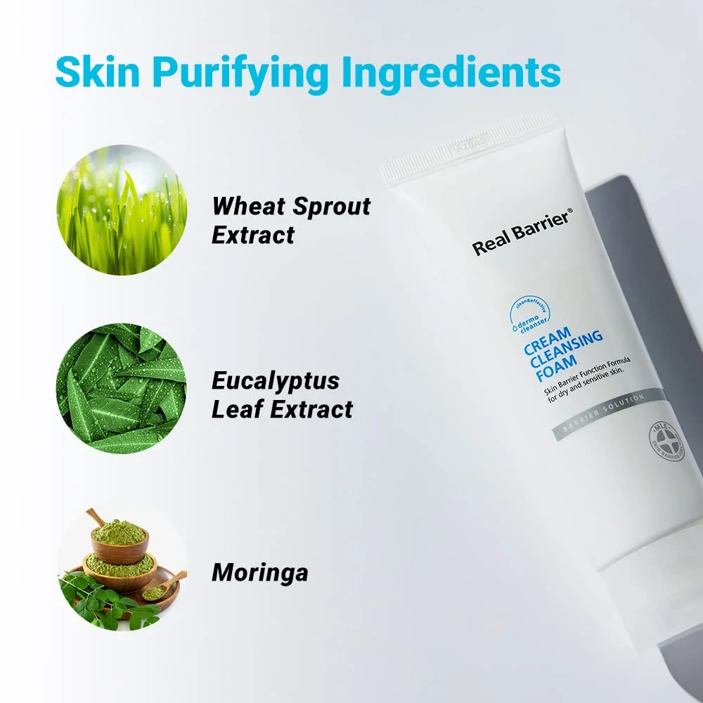 Real Barrier Cream Cleansing Foam(box), Gentle Sulfate-Free Amino Acid Moisturizing Face Cleansing Foam, Skin Barrier Protection Wash with Ceramide, 4.05 Fl. Oz., 120ml