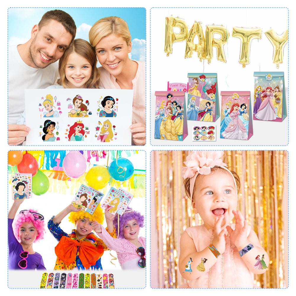 Fairy Tale Princess Theme Party Decorations Set – Kids Birthday Supplies with Stickers, Gift Bags, Bracelets & Party Accessories