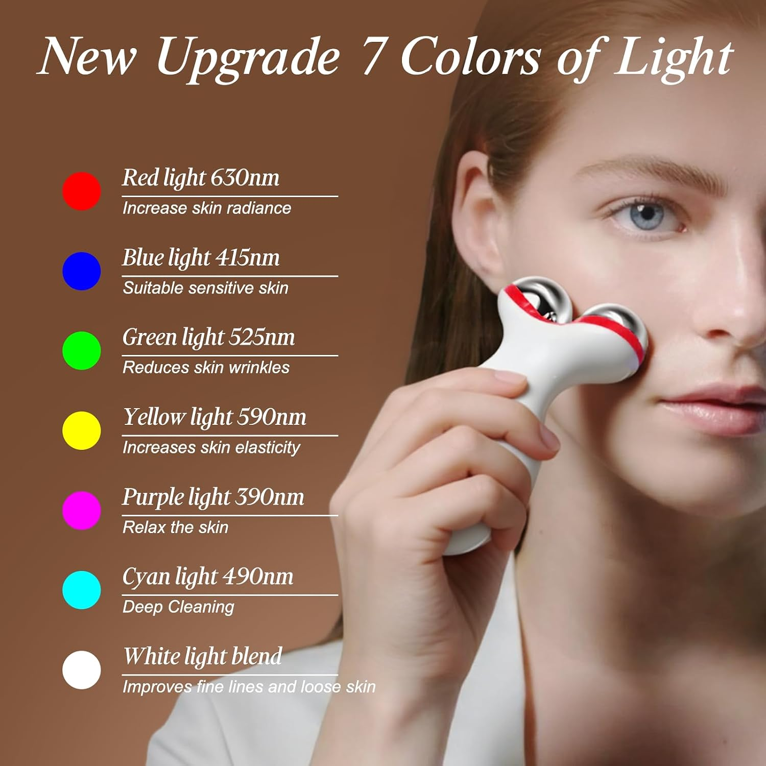 Red Light Therapy Devices for Face and Neck,7 Colors LED Skin Lifting & Firming Face Massager, Facial Sculpting Tool for Skin Care with Vibration