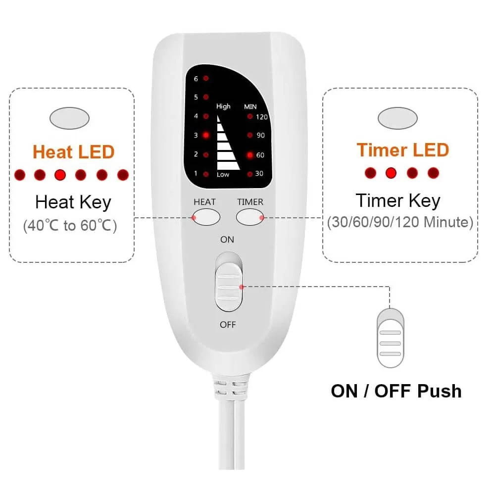 Large Electric Heating Pad for Neck, Shoulders & Back – 60 × 90 cm, 6 Heat Settings