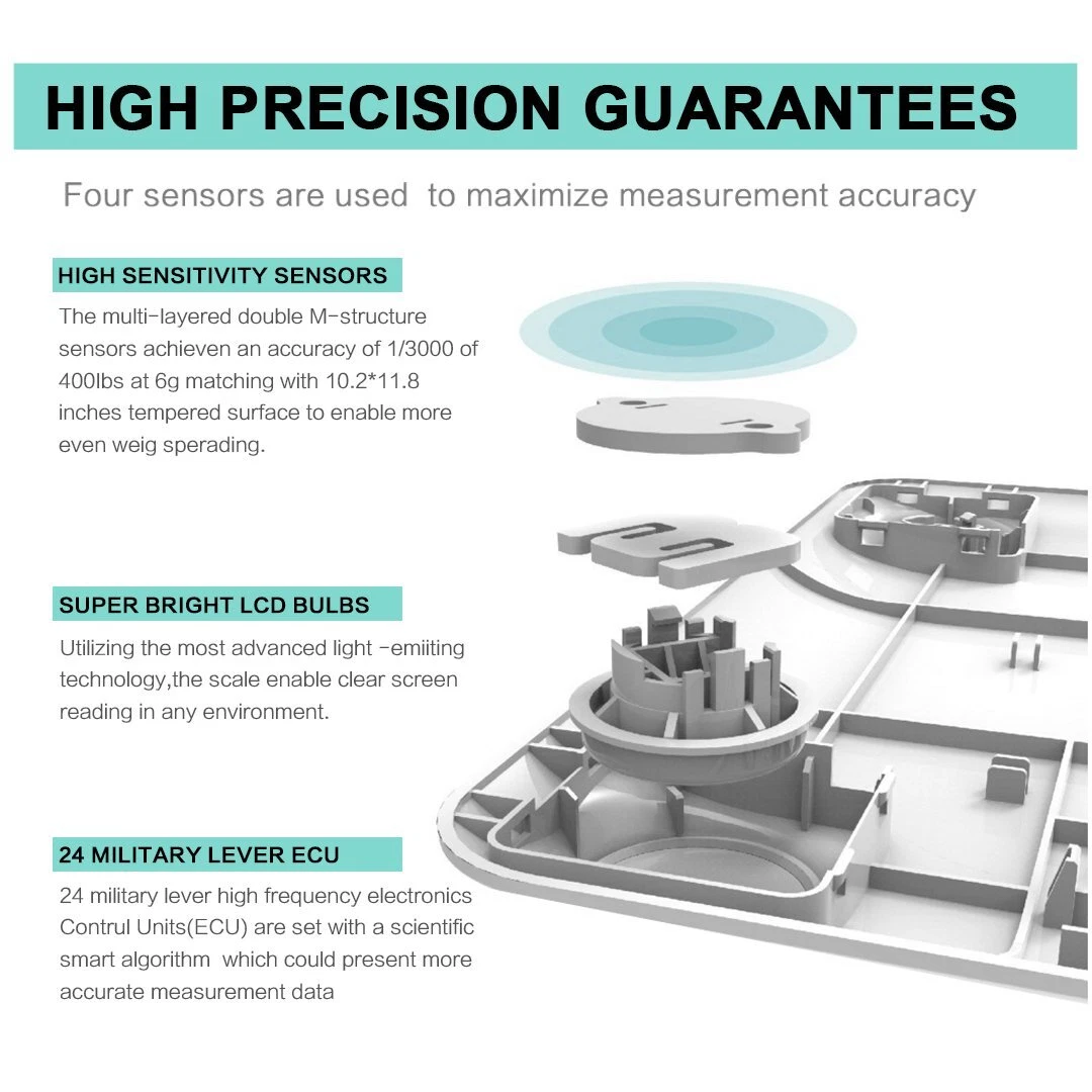 Digital Body Weight Scale LCD Display Bathroom Scale High Accuracy Personal Scale Step On Tempered Glass