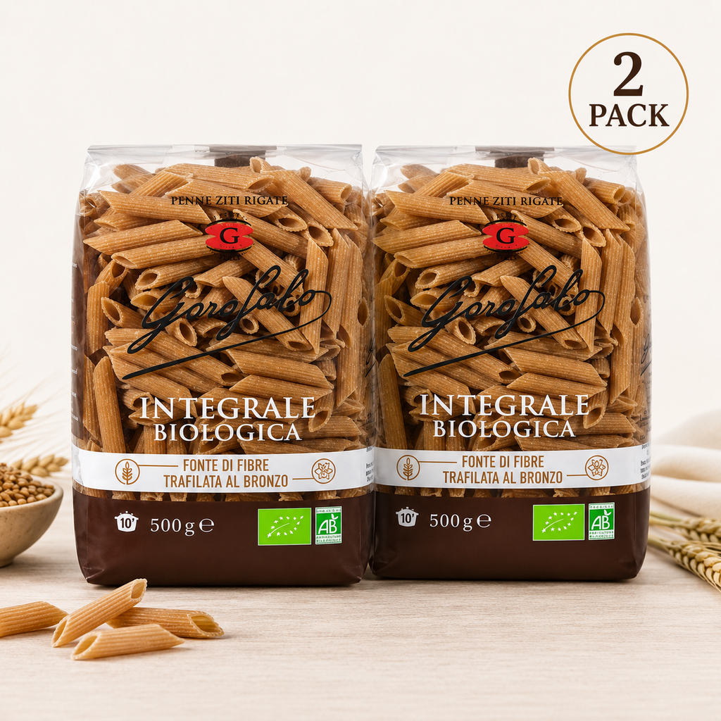Whole Wheat Penne Rigate Pasta, Durum Wheat Semolina Pasta, Italian Style Pasta