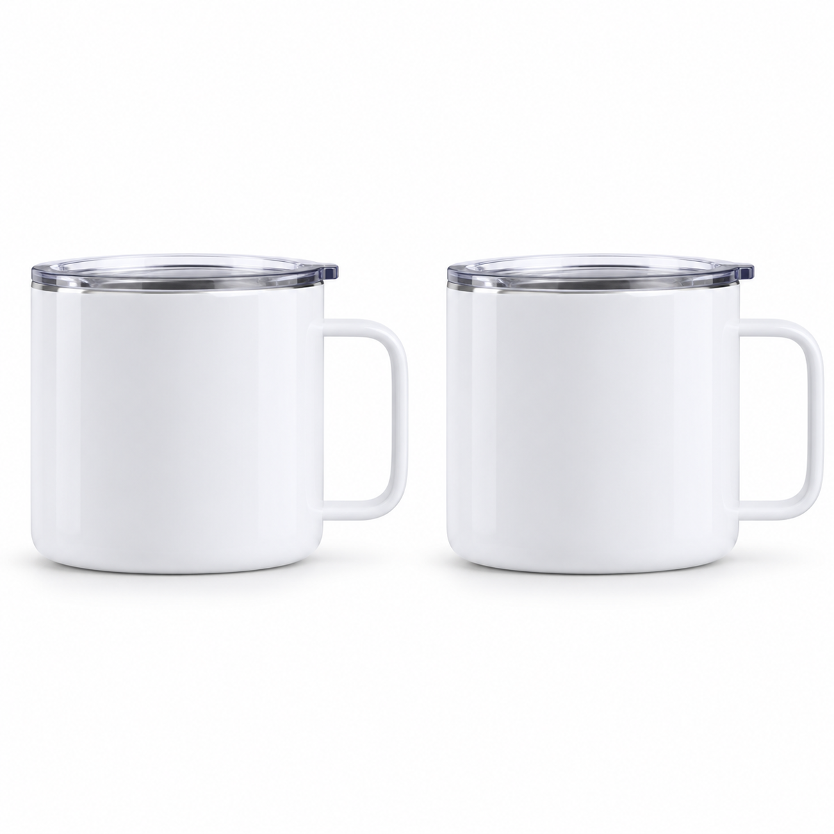 14 oz White Stainless Steel Insulated Coffee Mugs with Handles & Lids（56*54*25）