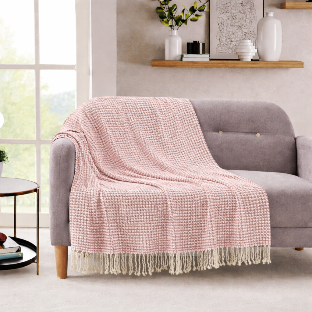 Bourina 100% Acrylic Throw Blanket – Soft Lightweight Couch & Bed Blanket, Decorative Knit, 50 x 60 Inches
