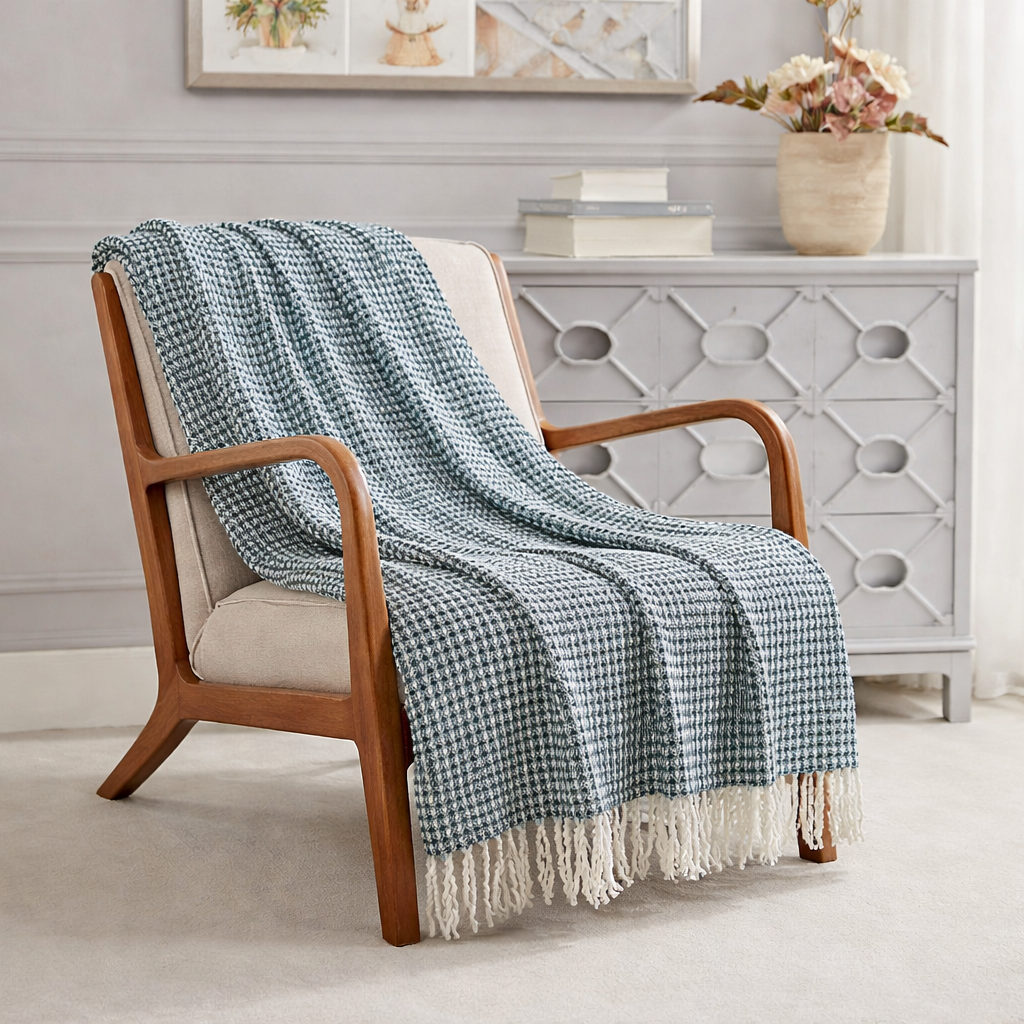 Bourina 100% Acrylic Throw Blanket – Soft Lightweight Couch & Bed Blanket, Decorative Knit, 50 x 60 Inches