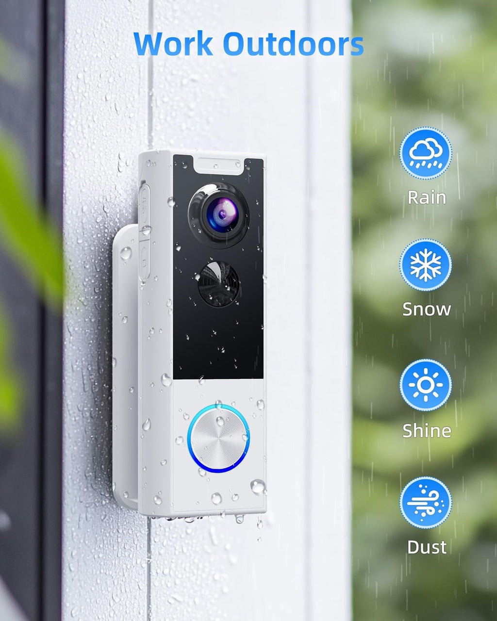 Wireless 2K Video Doorbell Camera – Smart WiFi Doorbell with PIR Motion Detection, Night Vision & Two-Way Audio