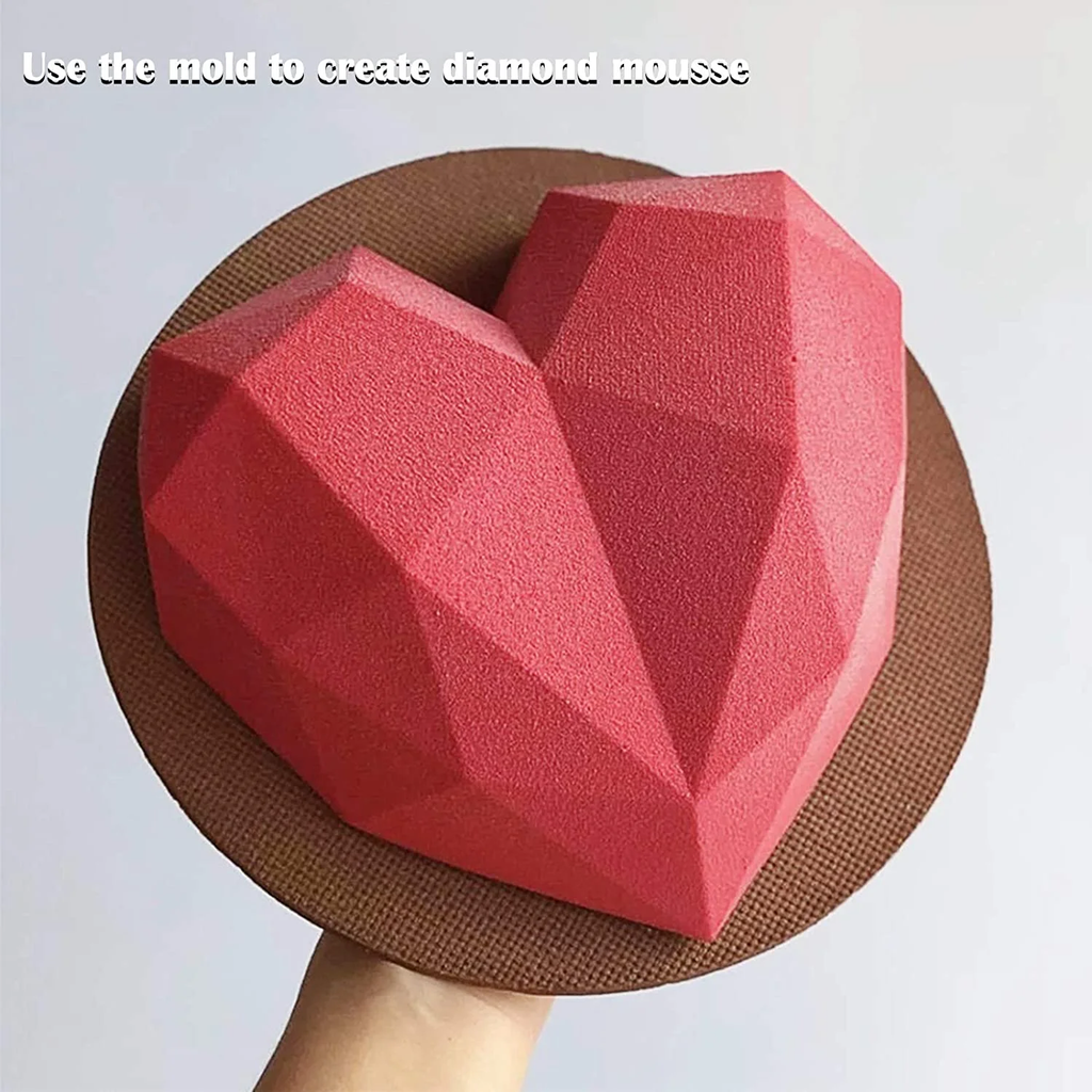 Diamond Heart Silicone Cake Mold Heart Baking Mold Nonstick Muffin Pan