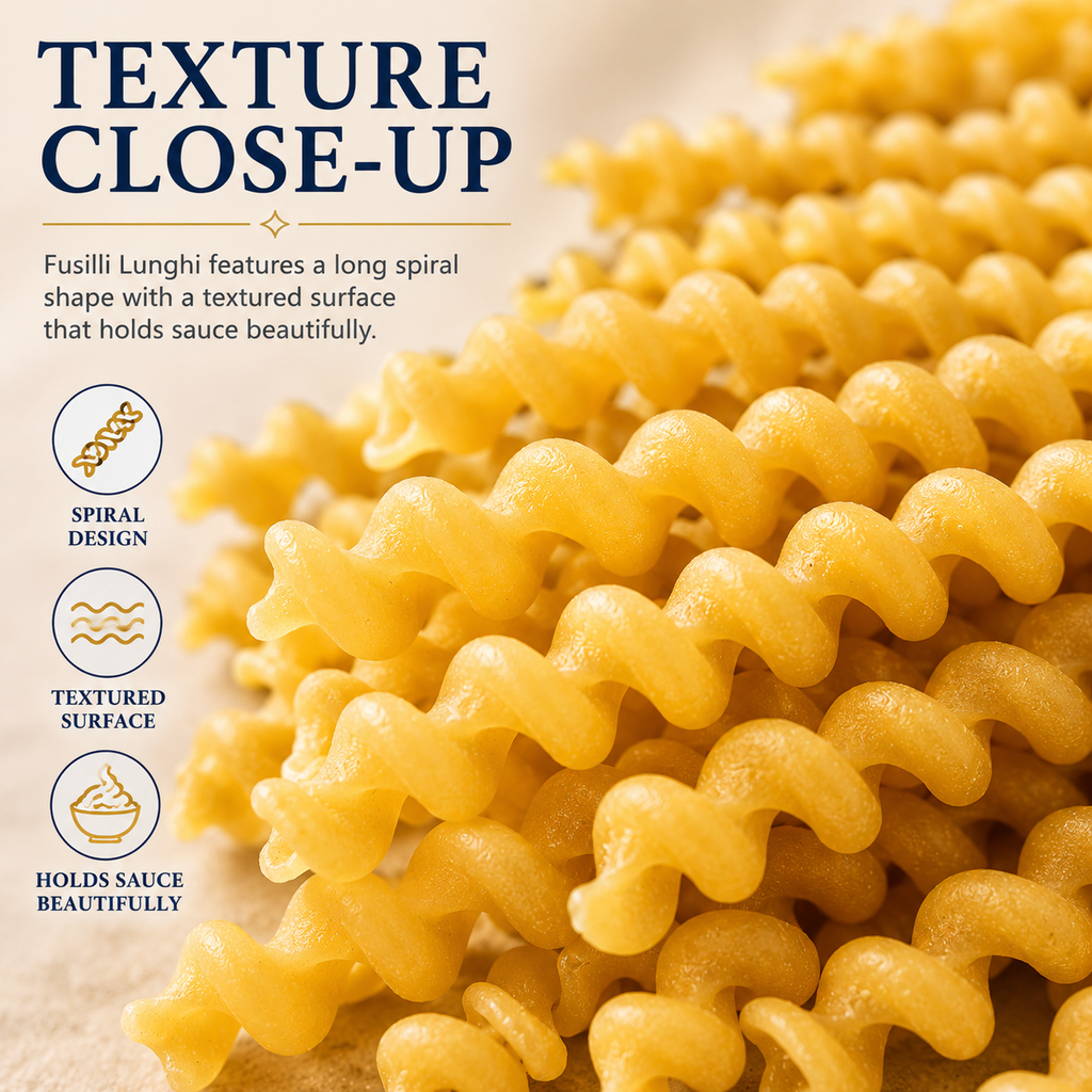 Fusilli Lunghi Pasta, 2-Pack Durum Wheat Semolina Pasta, Spiral Pasta, 500g Each