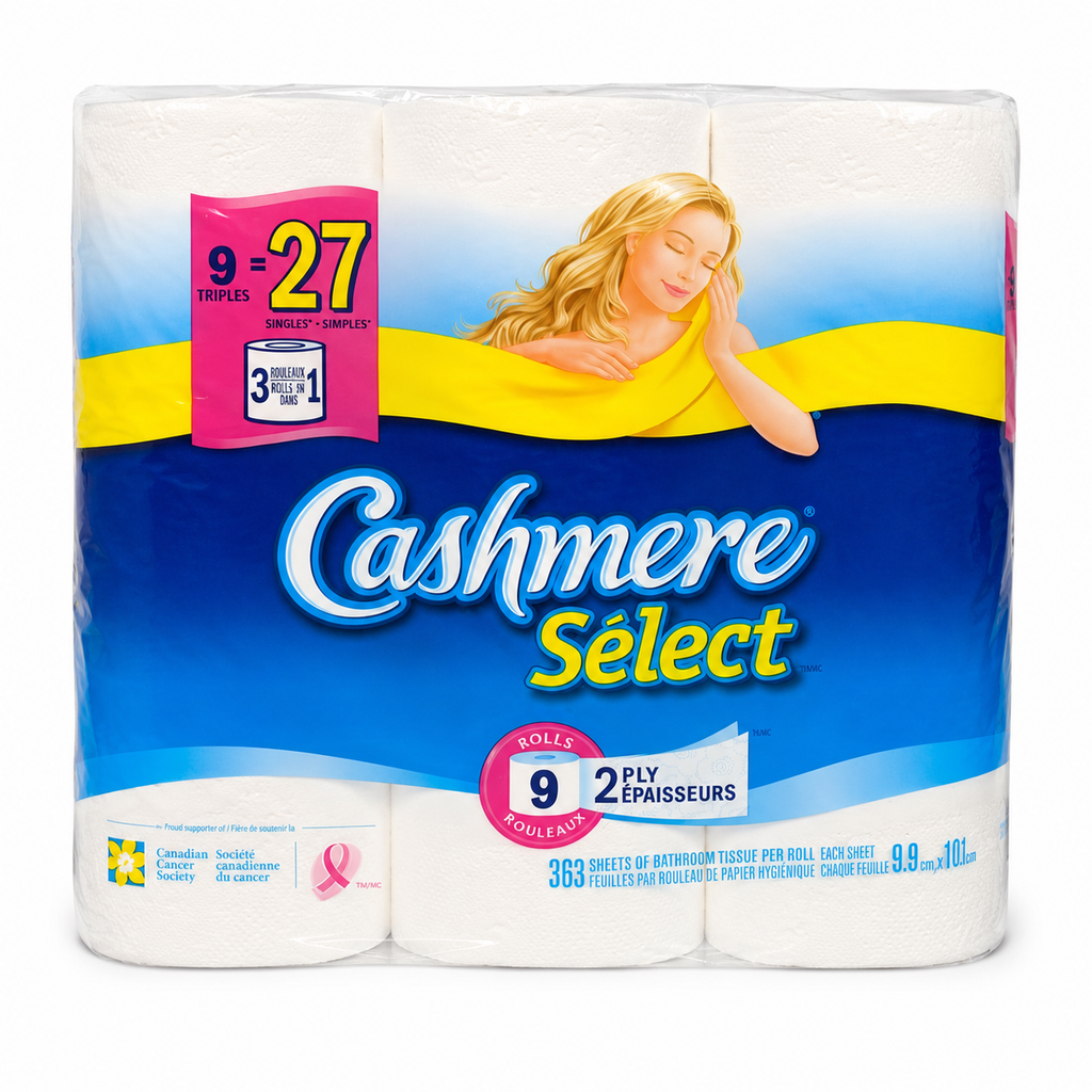Cashmere Select Bathroom Tissue, 9 Triple Rolls, 2-Ply, 363 Sheets per Roll