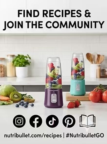 Nutribullet GO Cordless Personal Blender 370ml USB Rechargeable Portable Smoothie Maker Black