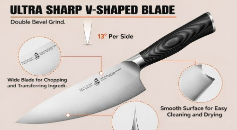 TUO Herb Rocking&Salad Knife- Vegetable Cleaver - High Carbon German Stainless Steel Kitchen Knife - Pakkawood Handle Veggie Chopper - Luxurious Gift Box Included - 7 inch - Fiery Phoenix Series