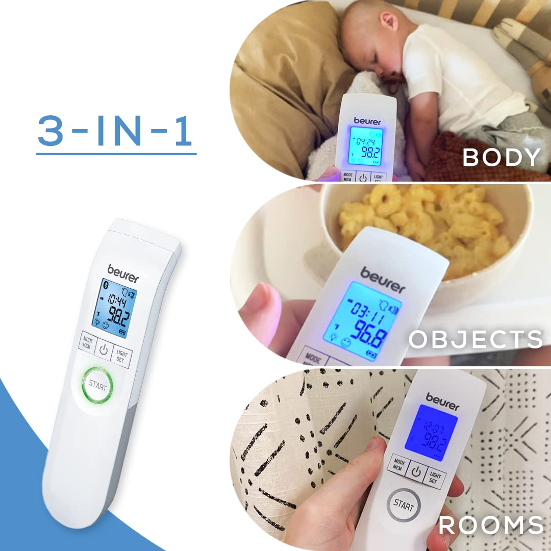 Neighbor Buy FT95 3-in-1 Contactless Infrared Thermometer, Forehead, Room & Surface Temperature Measurement, Bluetooth App Sync, 60 Memories, Large Backlit Display
