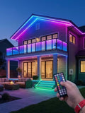 60ft Outdoor RGB LED Strip Lights with Bluetooth App Control, Remote & Music Sync
