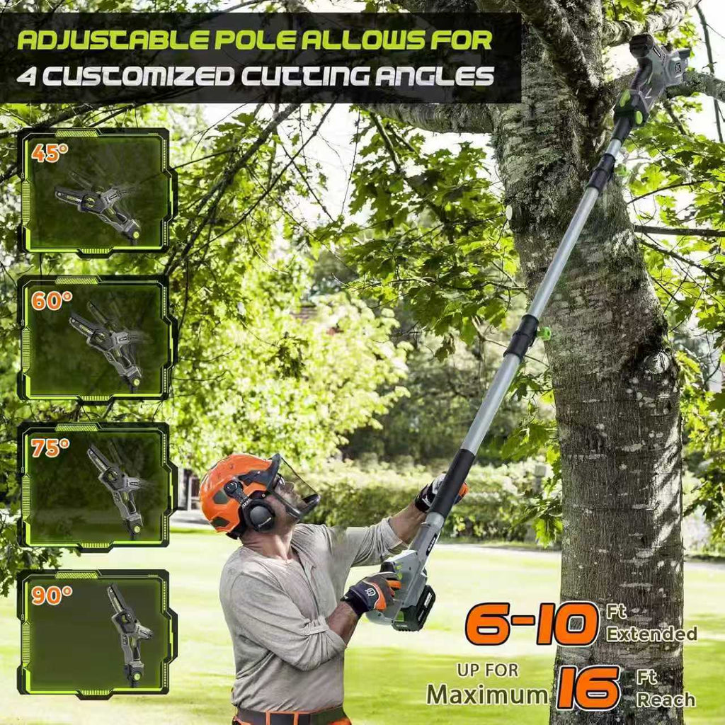 Cordless Mini Chainsaw with Extension Pole – Portable Electric Tree Pruning Saw Kit