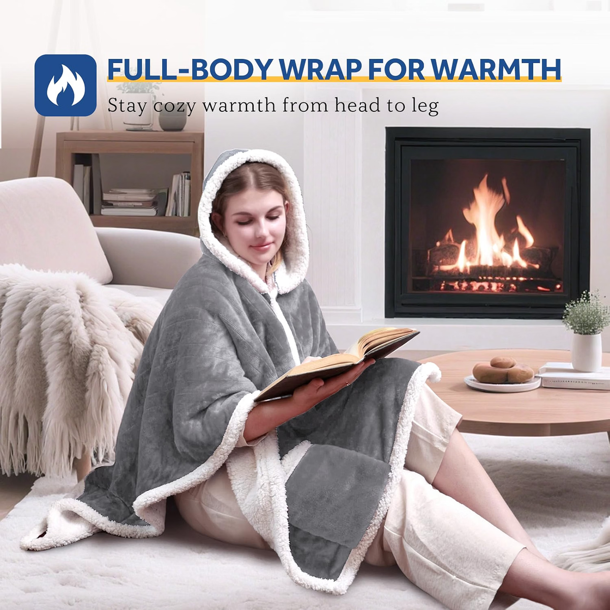 Sealy Wearable Electric Heated Hoodie Poncho, 50 x 60 in.