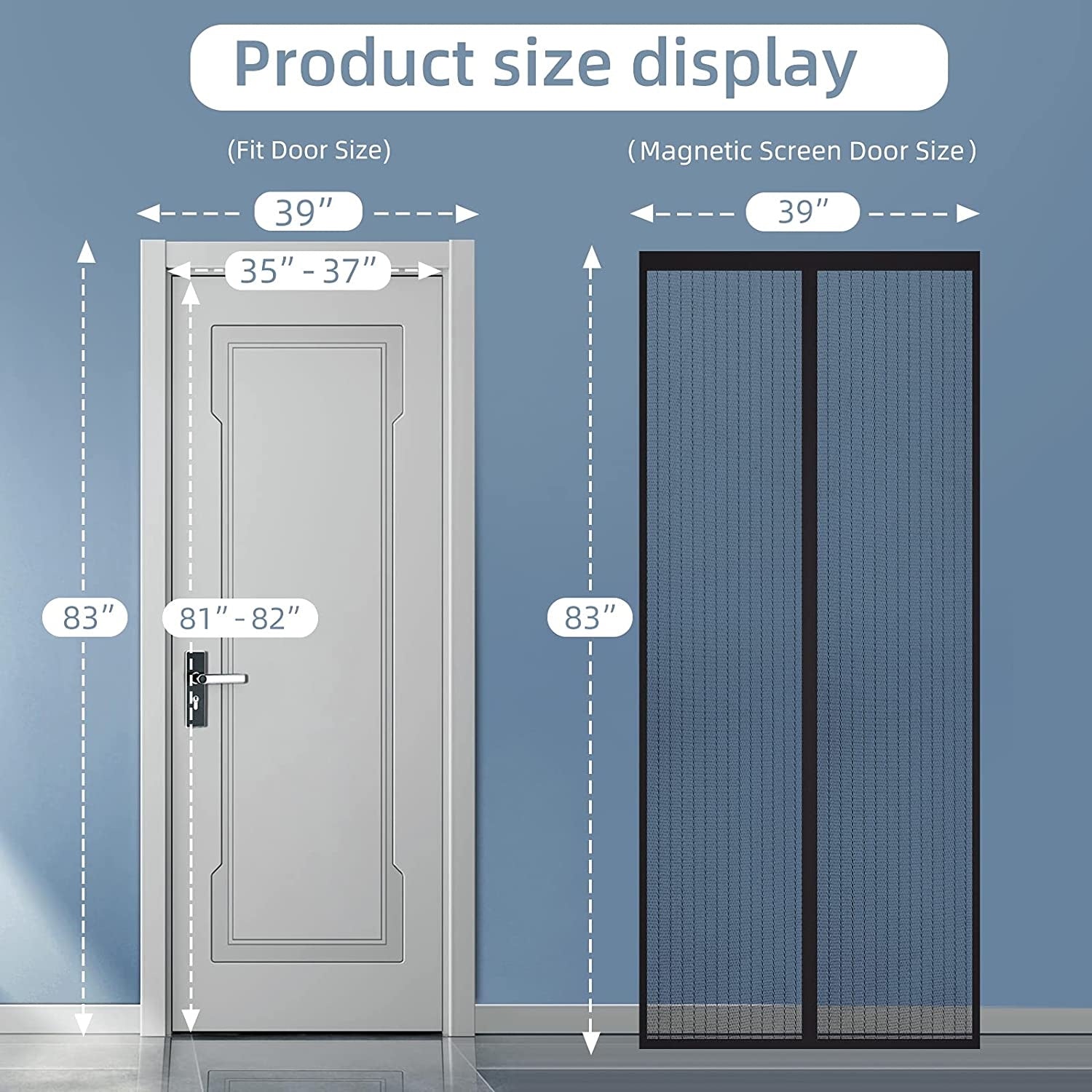 Magnetic Screen Door 39”×83” – Hands-Free Mesh Curtain with Full Frame Velcro & Auto Close