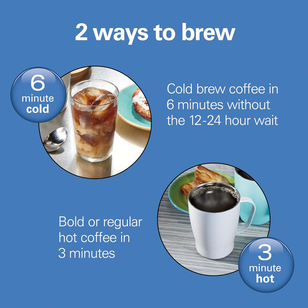 Hamilton Beach 42501 Convenient Craft Rapid Cold Brew and Hot Coffee Maker 16 oz. Capacity Single Serve Grounds Brewer, Black