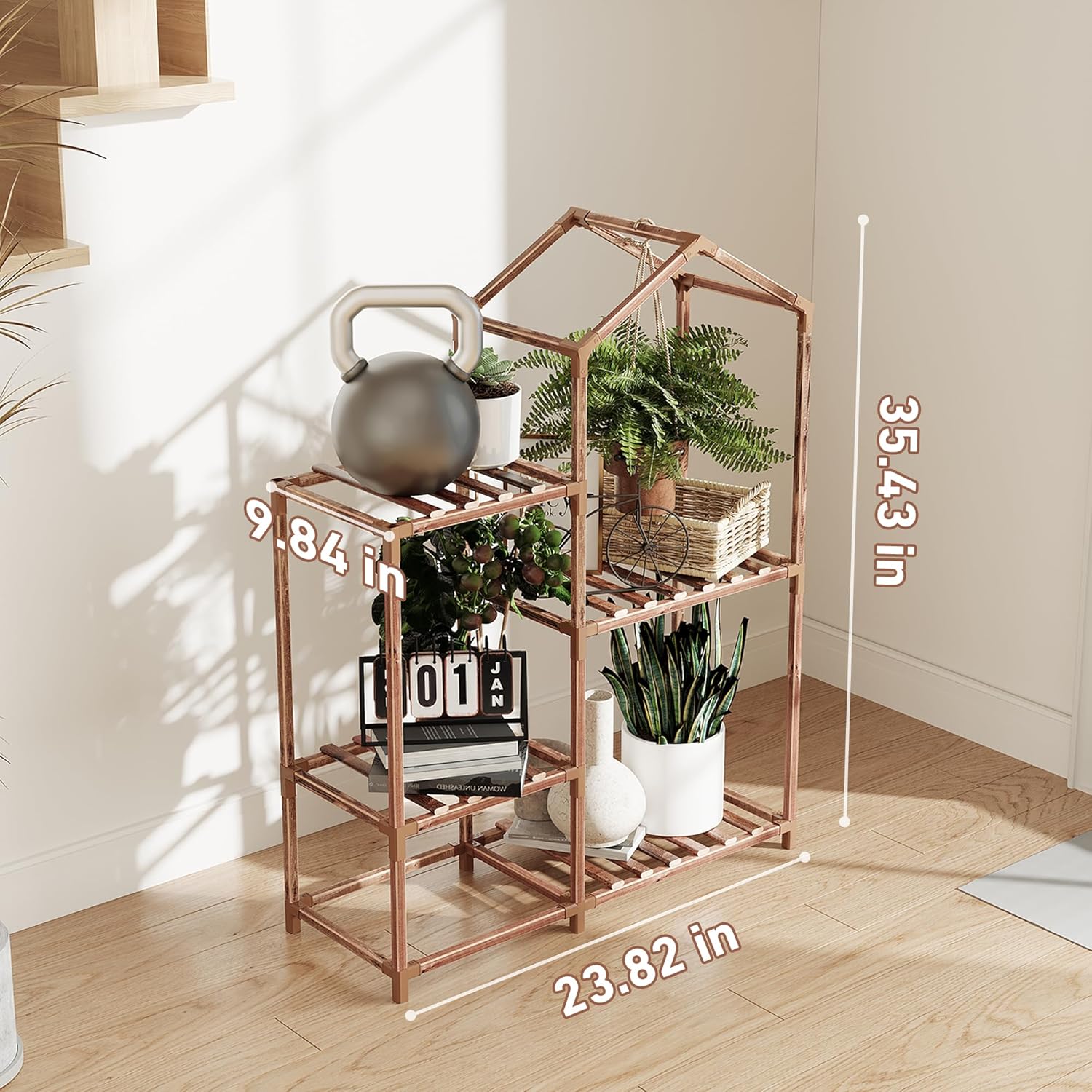 Tikea Plant Stand Indoor Outdoor Hexagonal Corner Plant Stand for Succulents Small Plants Wooden Plant Shelf 7 Tiered Creative DIY Flowers Stand Rack for Living Room Balcony Patio Window
