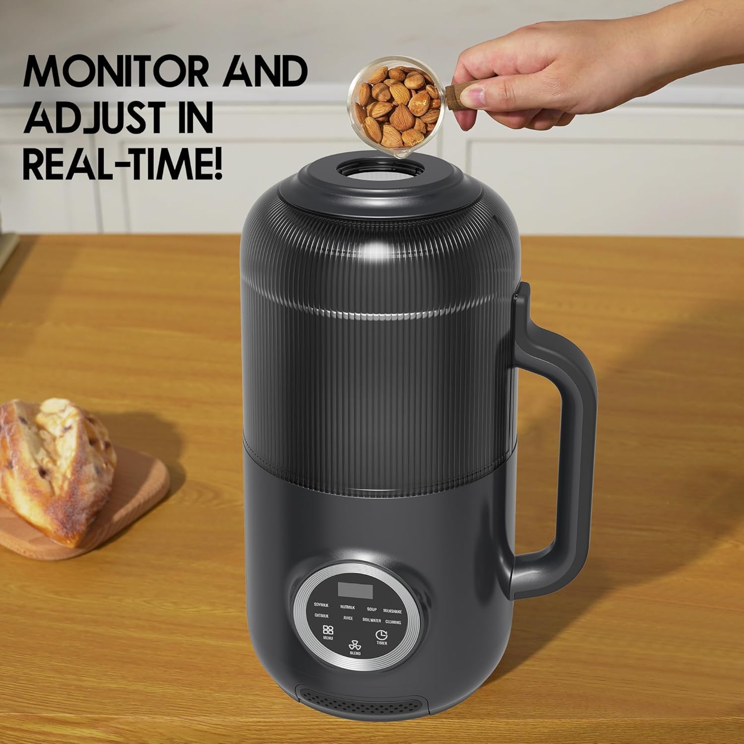 10-in-1 Nut Milk Maker, 40oz Almond Milk Machine for Homemade Plant-Based Milk, Oat, Soybean, Coconut milk, Soy Bean Milk Machine with Delay Start/Auto-Clean/Boil Water/Keep Warm, Black