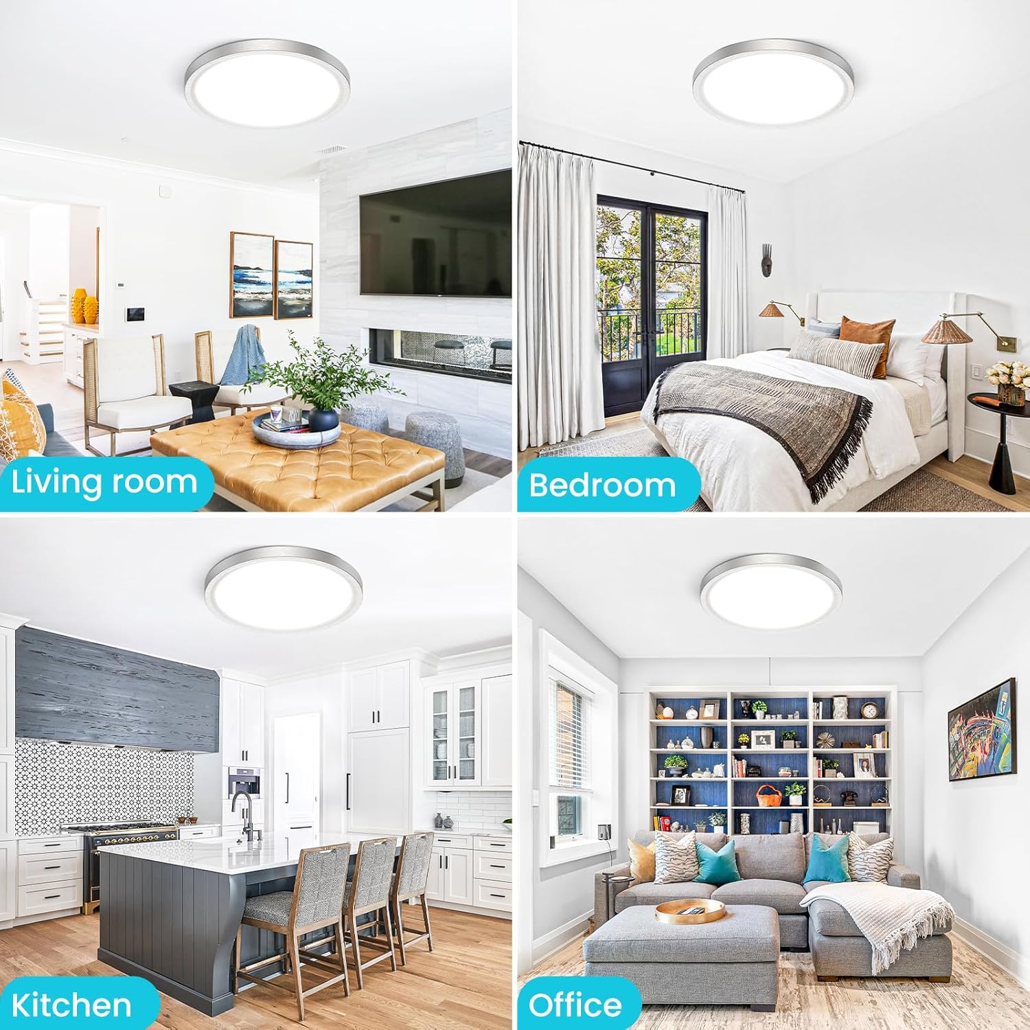28W LED Flush Mount Ceiling Light, 3200LM Ultra Bright Round Ceiling Lamp, 3 Color Temperature Selectable 3000K/4000K/6500K, 25,000 Hours Lifespan Modern Low Profile Light Fixture for Bedroom Kitchen Bathroom Hallway