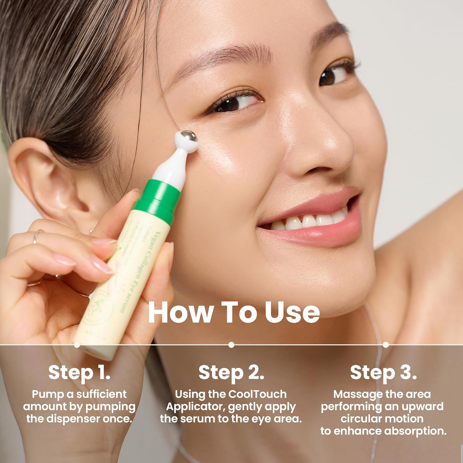 AXIS-Y Vegan Collagen Eye Serum with Triple Hyaluronic Acid & 5-Peptide Complex | Wrinkle Care, Fine Line Reduction, Brightening | Vegan & Cruelty-Free Korean Skin Care | 10ml