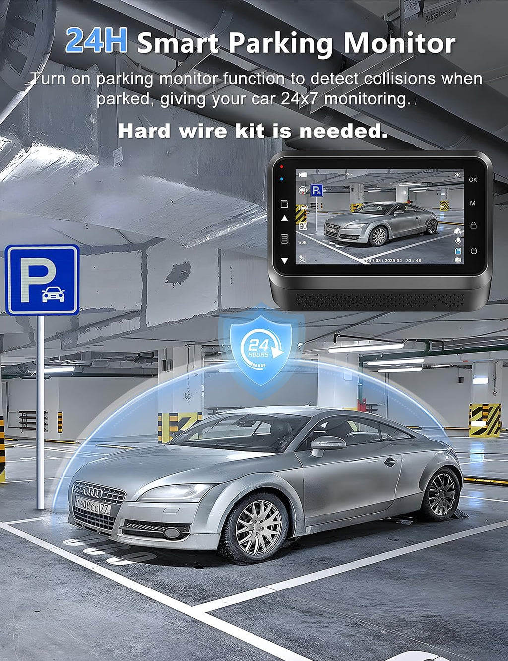Dash Cam for Cars, 2K Car Camera with WiFi, Front Dash Camera for Cars, Otovoda Mini Dash Cam with Super Night Vision, 24 Hours Parking Monitor Dashcams, Loop Recording, WDR, G-Sensor