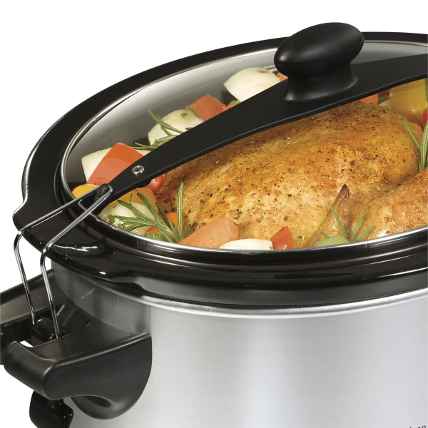 Open Box Hamilton Beach 6.62L (7 Qt.) Stay or Go Programmable Slow Cooker with Party Dipper – Stainless Steel