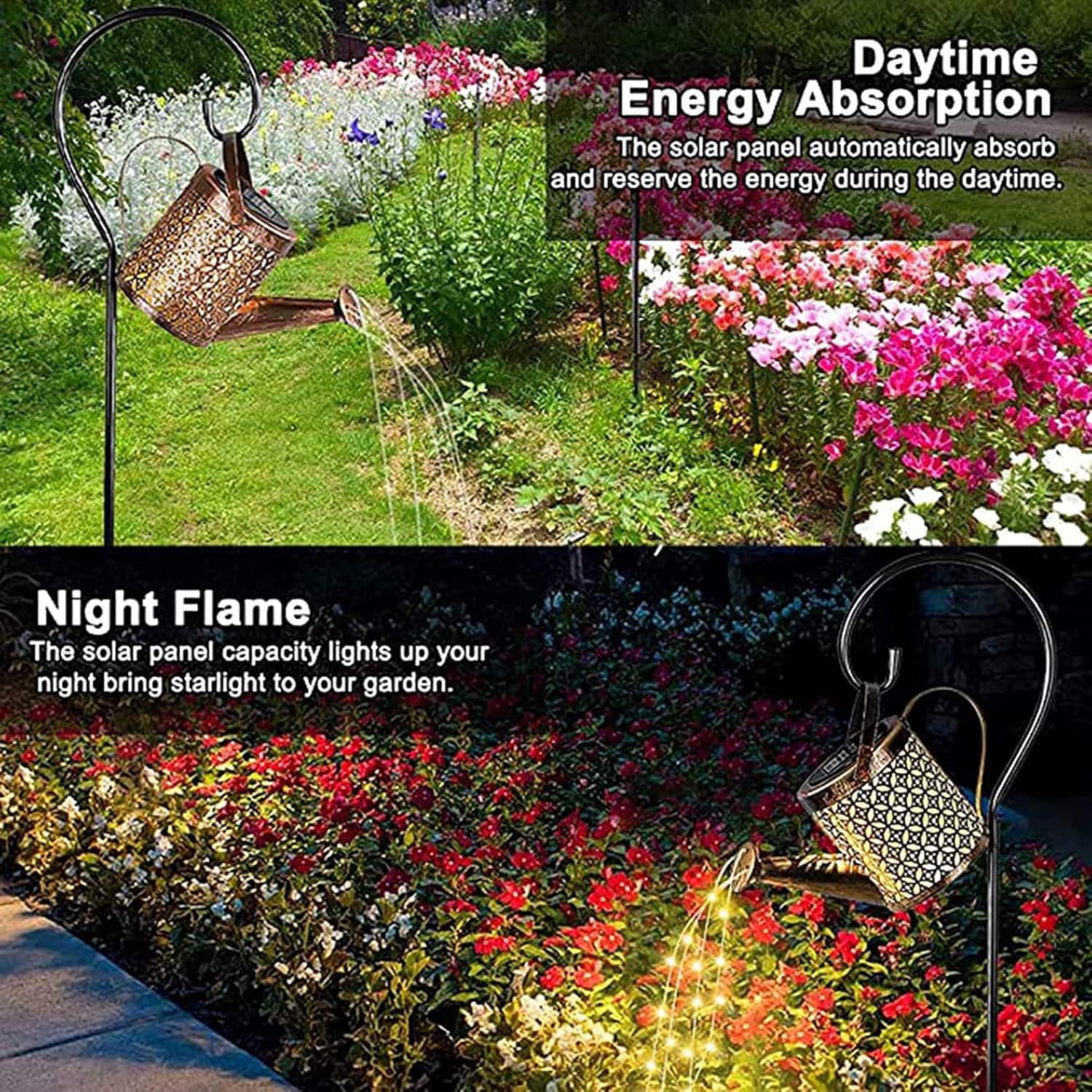 Solar Watering Can Light and Lantern - Hanging Waterproof Outdoor Shower Garden Light for Pathway, Yard, Lawn, Patio, Landscape Decor (With Bracket)