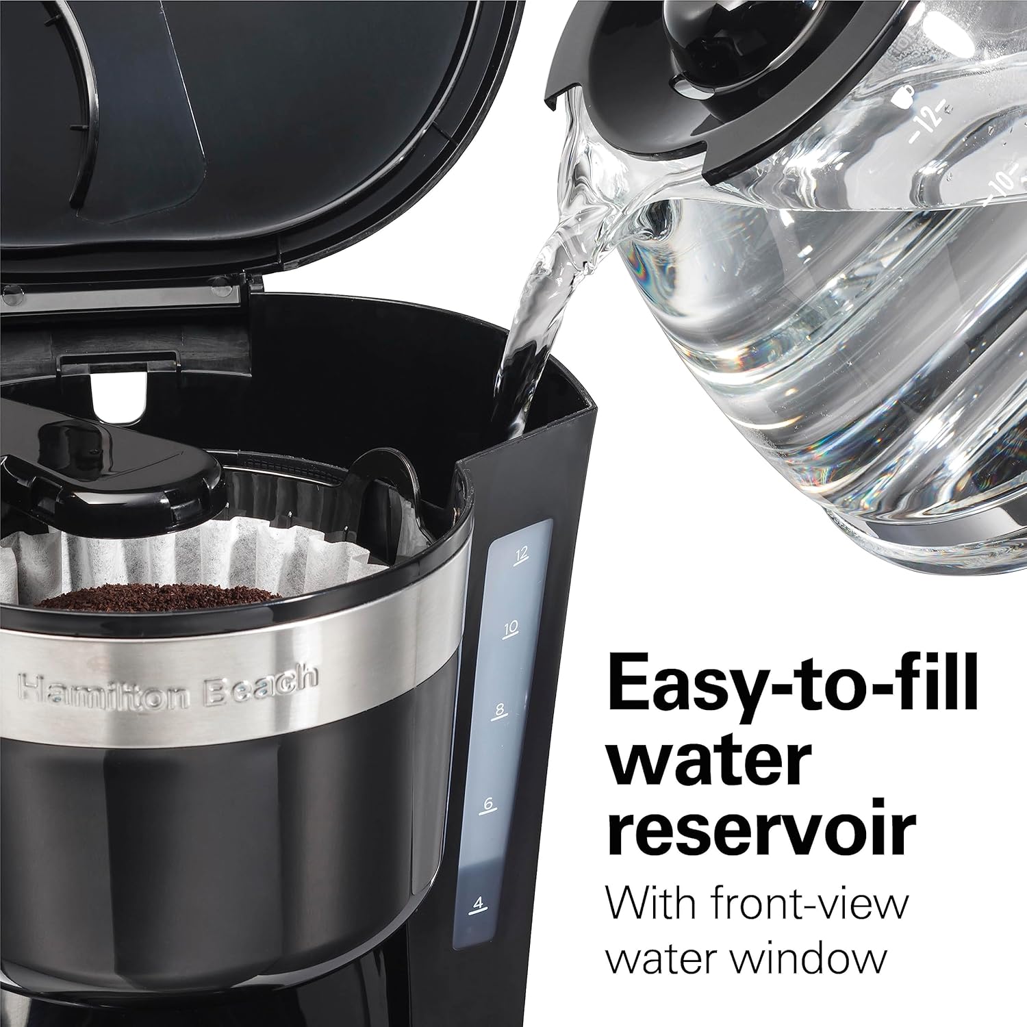 Hamilton Beach 12 Cup Coffee Maker, Stainless Steel Accents, 49631