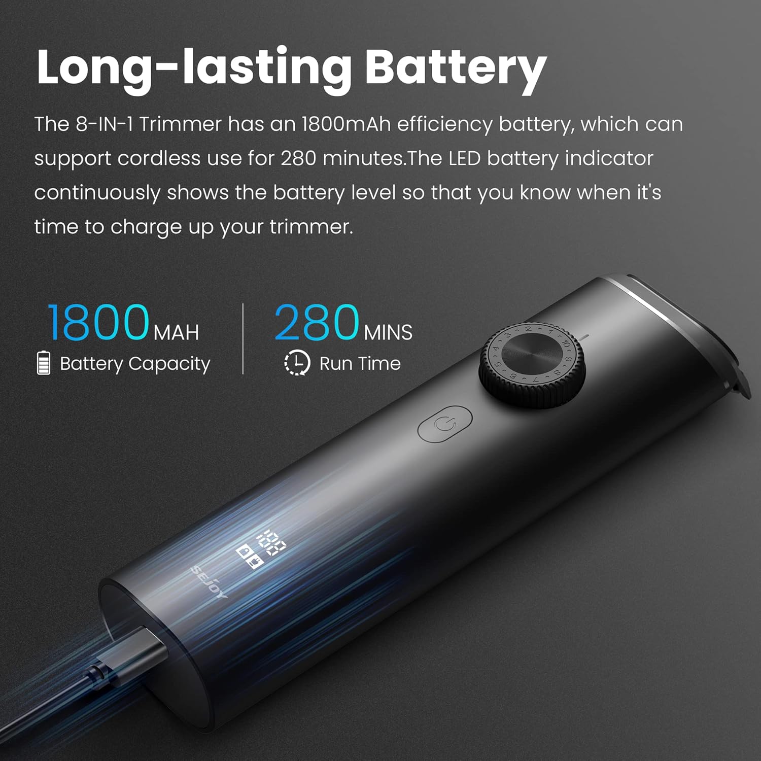 Sejoy Beard Clipper Men Cordless Hair Trimmer Waterproof Moustache Body Nose Ear Shaver Face Trimmer, All in 1 Grooming Kit, USB Rechargeable and LED Display